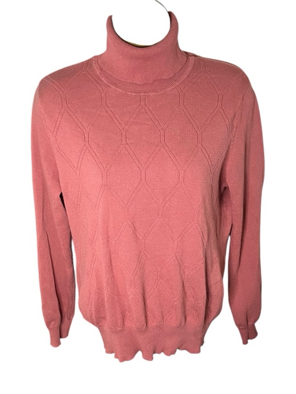 Vintage 90s Vogue Club Turtleneck Sweater Knit Long Sleeve Dusty Rose PL